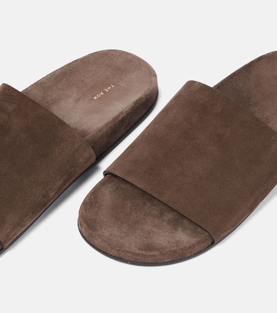 The Row Hugh suede slides in Brown - Slides