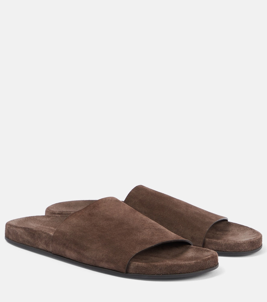 The Row Hugh suede slides in Brown - Slides