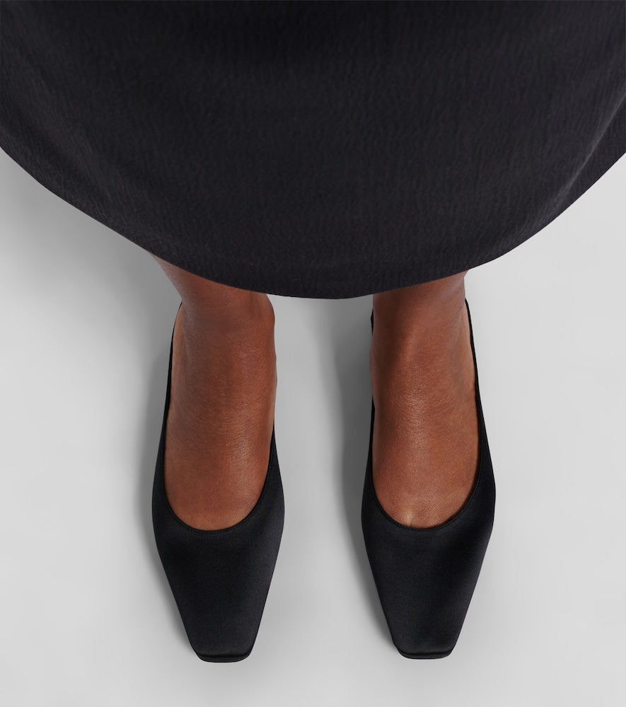 The Row June satin mules (Black) - Ballerina Flats