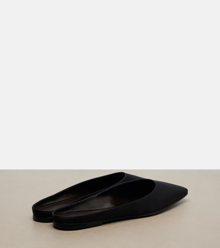 The Row June satin mules (Black) - Ballerina Flats