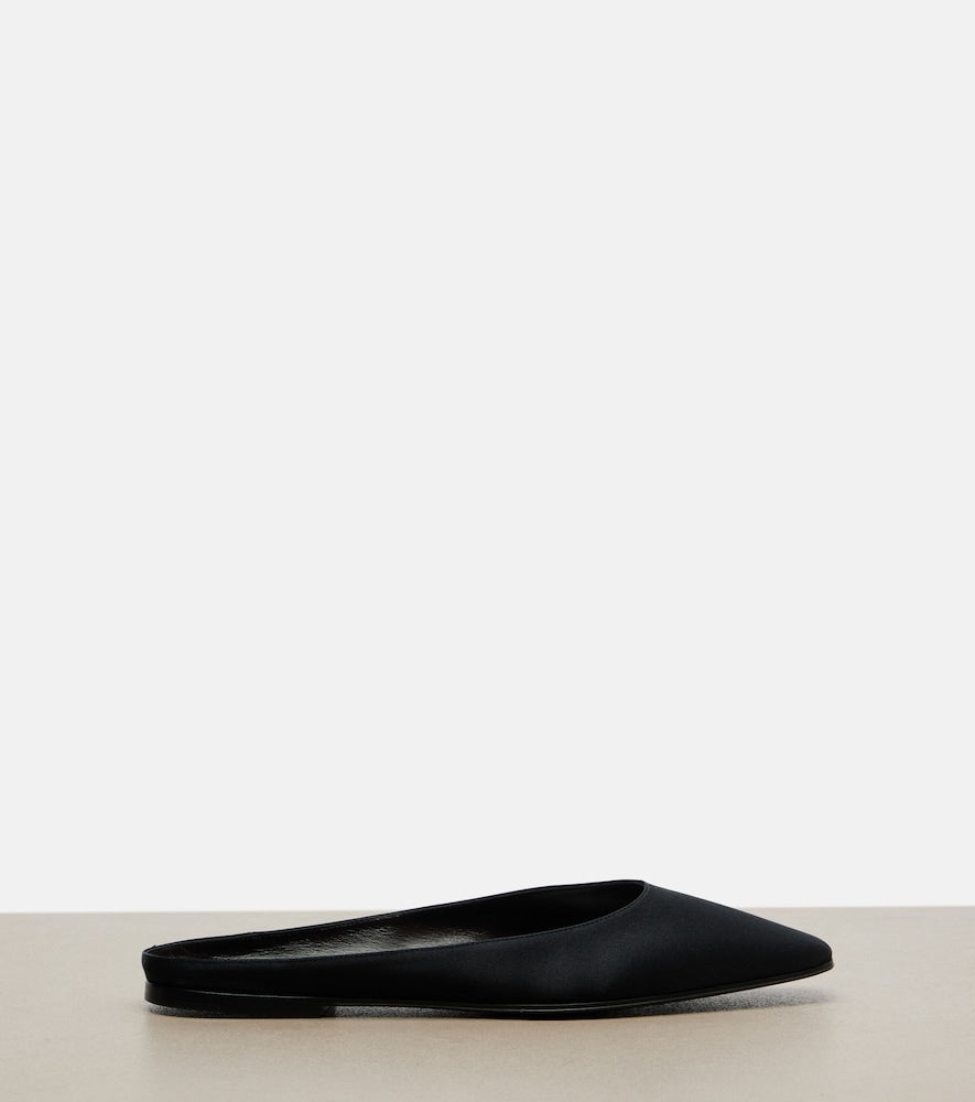 The Row June satin mules (Black) - Ballerina Flats