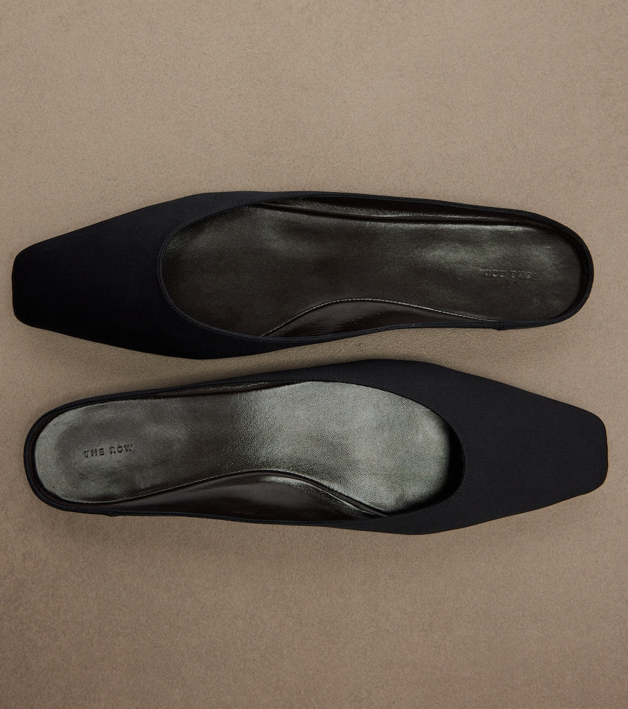 The Row June satin mules (Black) - Ballerina Flats