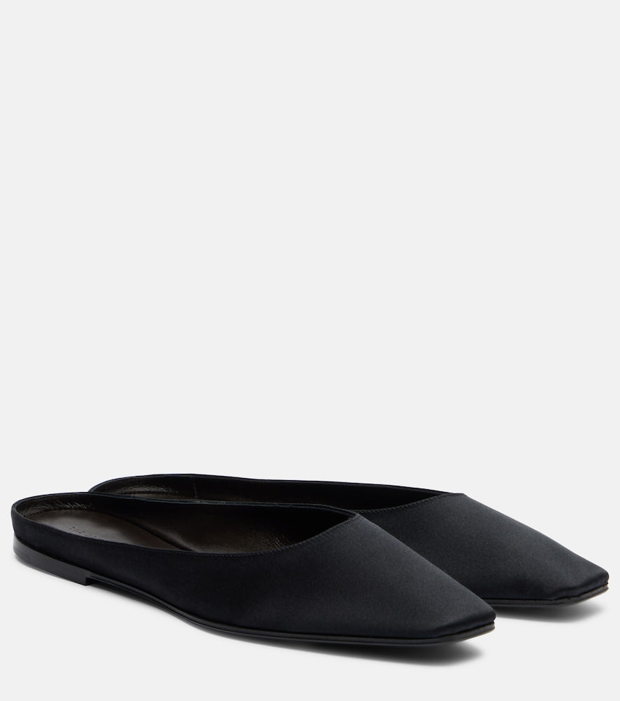 The Row June satin mules (Black) - Ballerina Flats