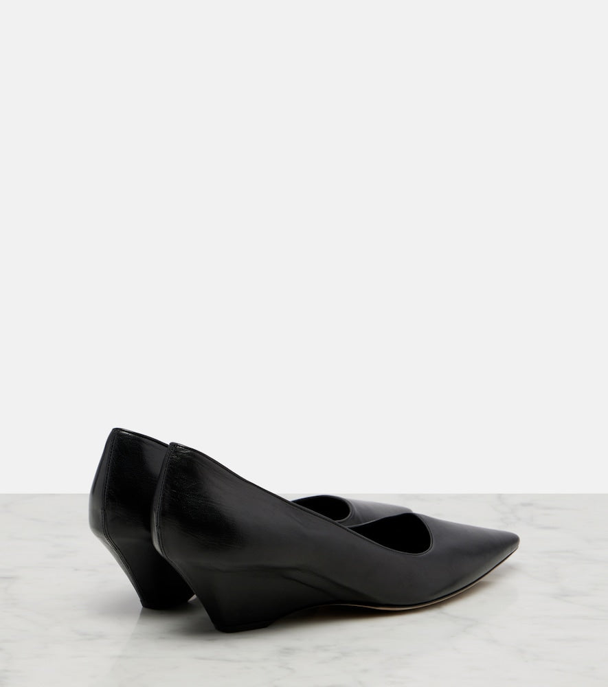The Row Liisa leather wedges (Black) - Mid Heel Pumps