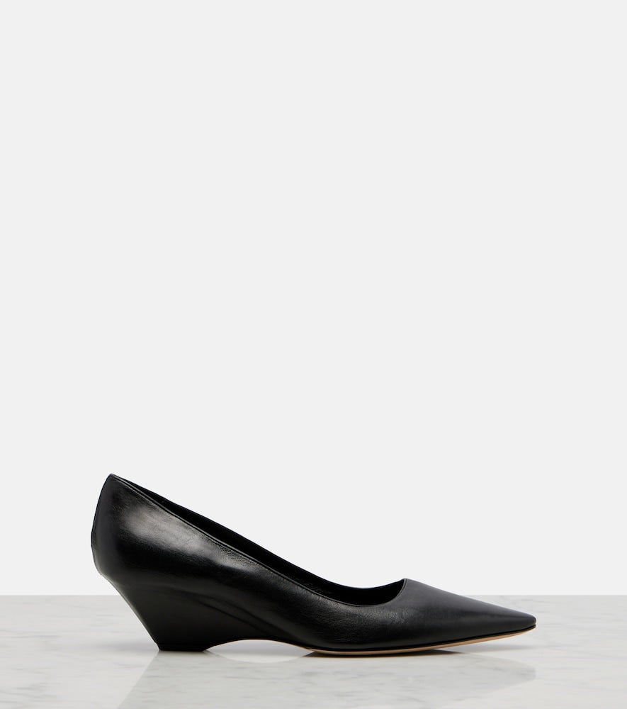 The Row Liisa leather wedges (Black) - Mid Heel Pumps