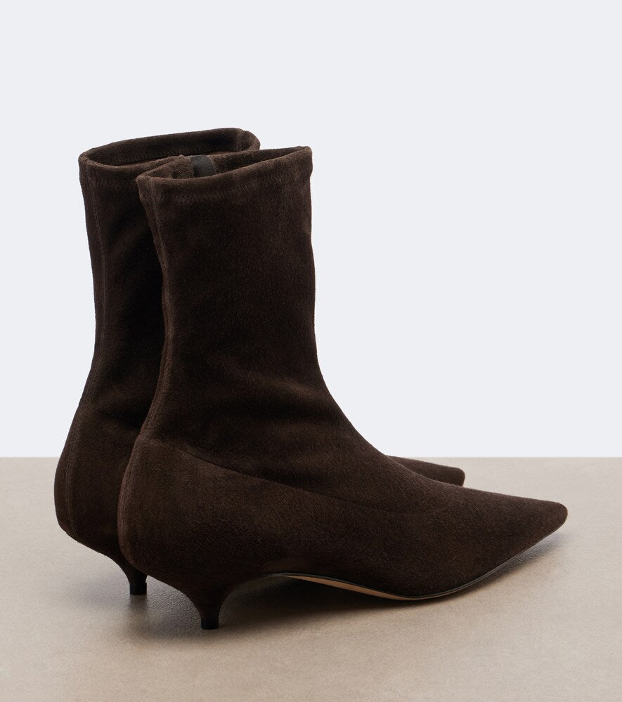 The Row Liisa suede ankle boots - Brown Mid Heel Boots