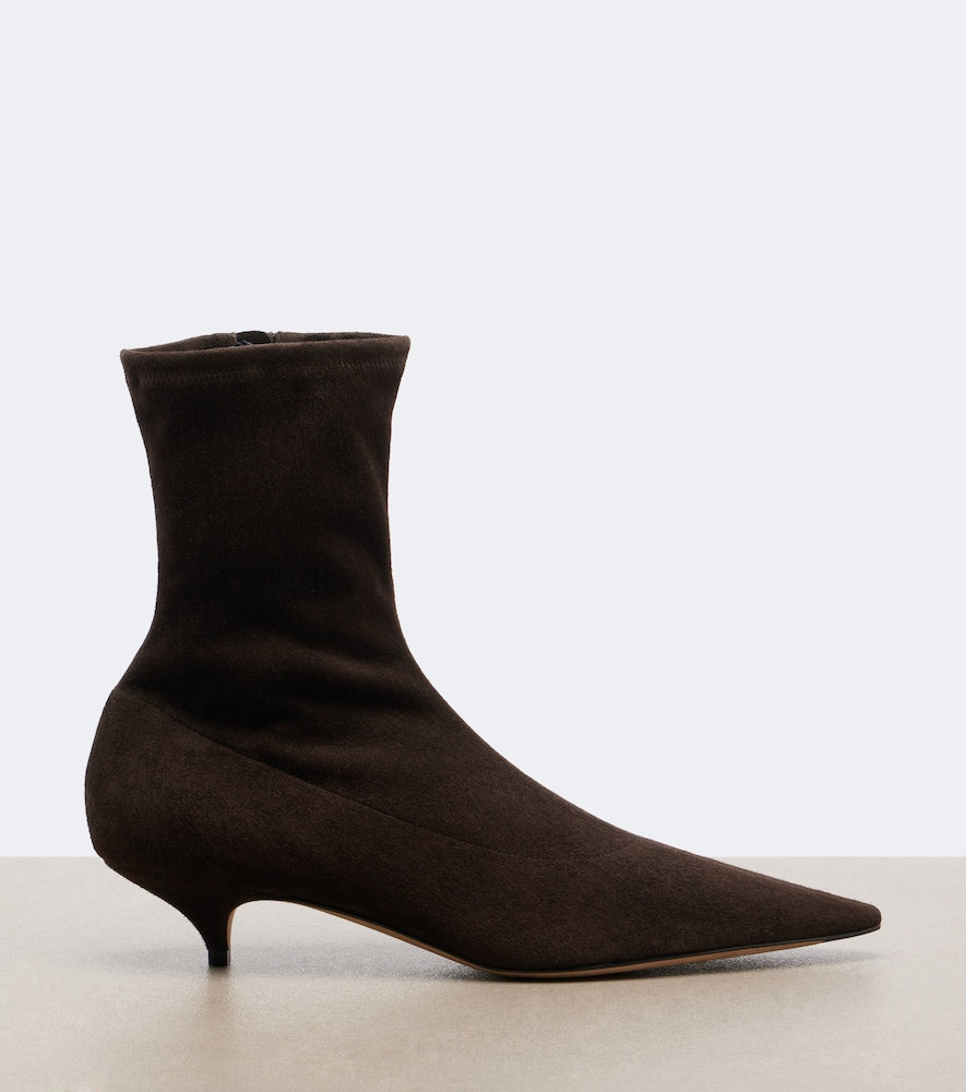 The Row Liisa suede ankle boots - Brown Mid Heel Boots