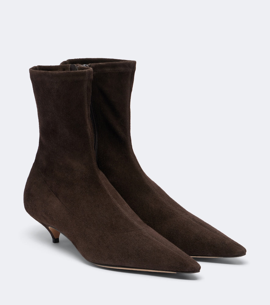 The Row Liisa suede ankle boots - Brown Mid Heel Boots