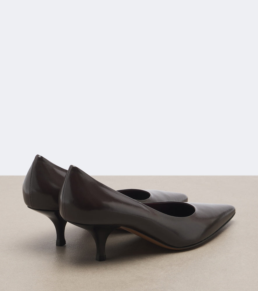 The Row Lili leather pumps in Brown - Mid Heel Pumps