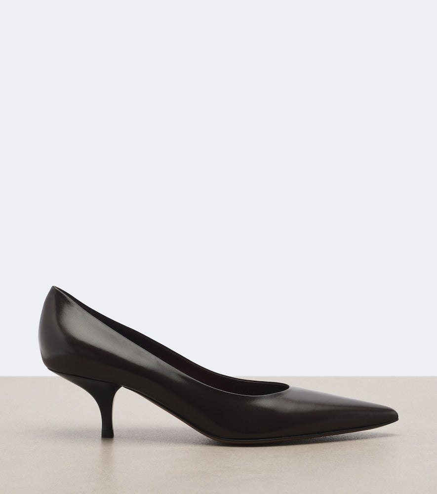 The Row Lili leather pumps in Brown - Mid Heel Pumps