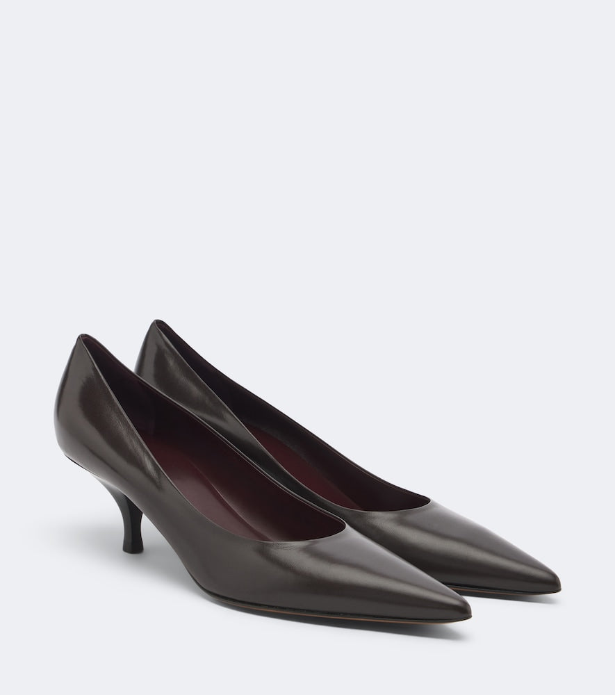 The Row Lili leather pumps in Brown - Mid Heel Pumps