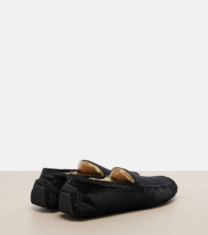 The Row Lucca calf hair loafers in Black - Loafers