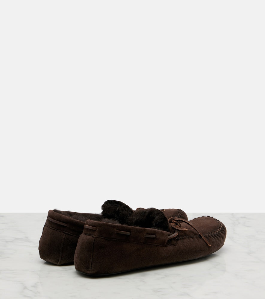 The Row Lucca shearling-trimmed suede boat shoes in Brown - Loafers