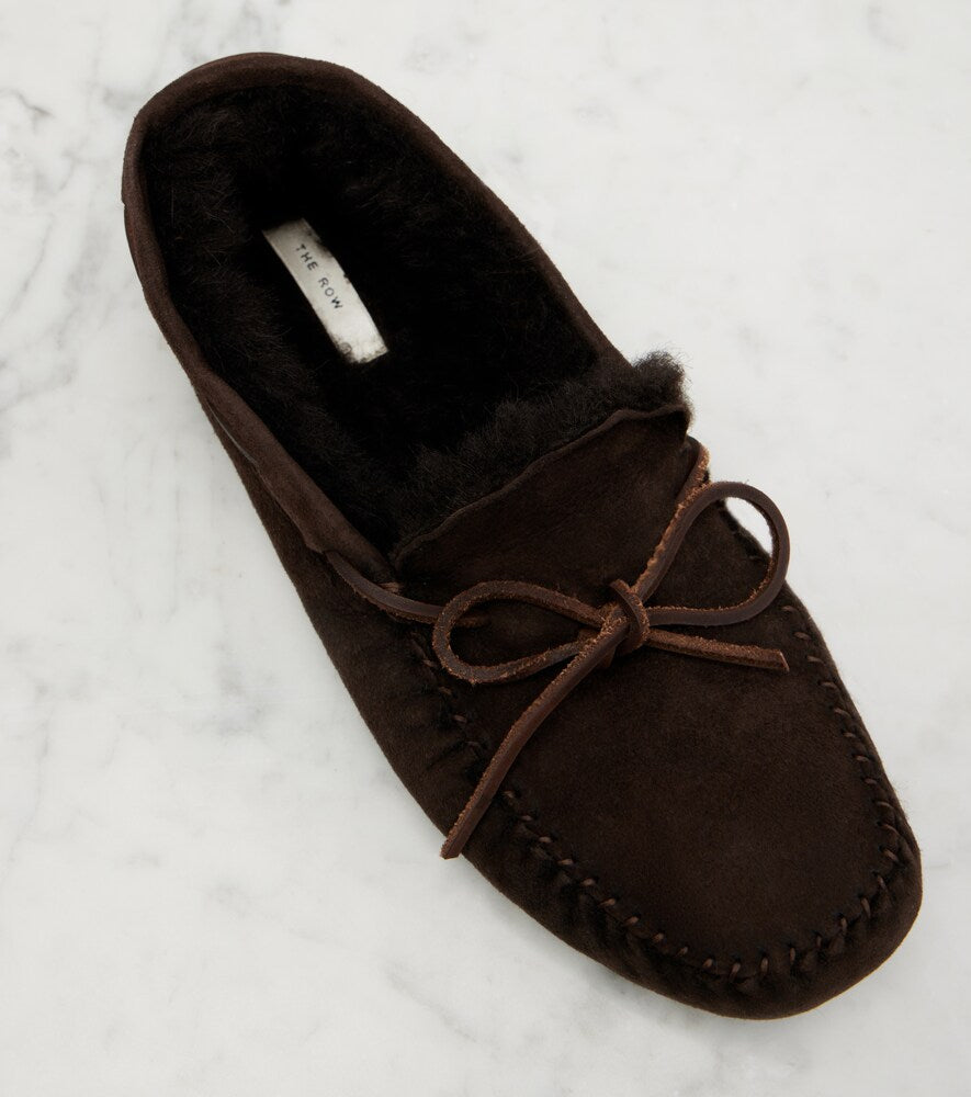 The Row Lucca shearling-trimmed suede boat shoes in Brown - Loafers