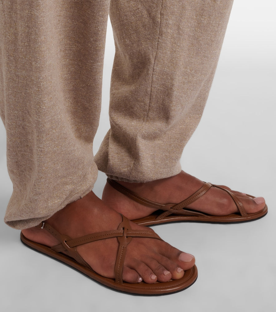 The Row Malick Strap leather sandals - Brown Flat Sandals