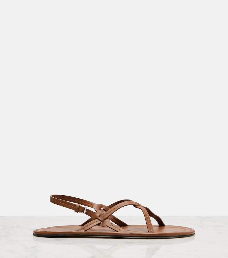 The Row Malick Strap leather sandals - Brown Flat Sandals