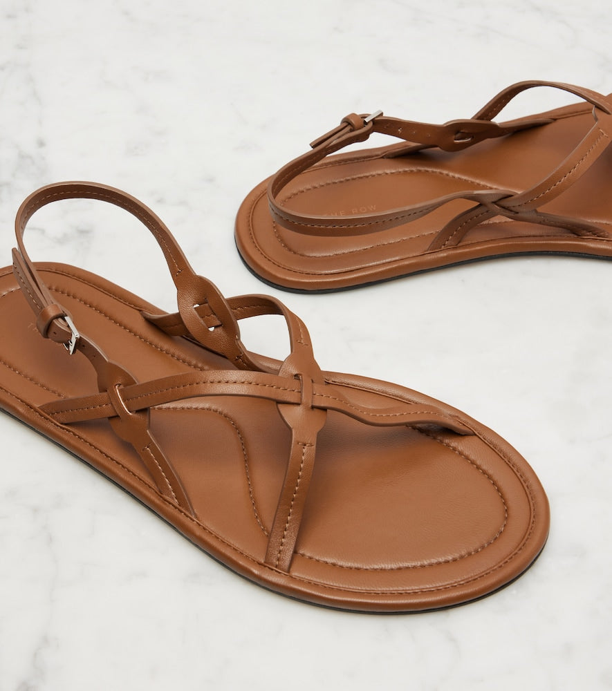 The Row Malick Strap leather sandals - Brown Flat Sandals