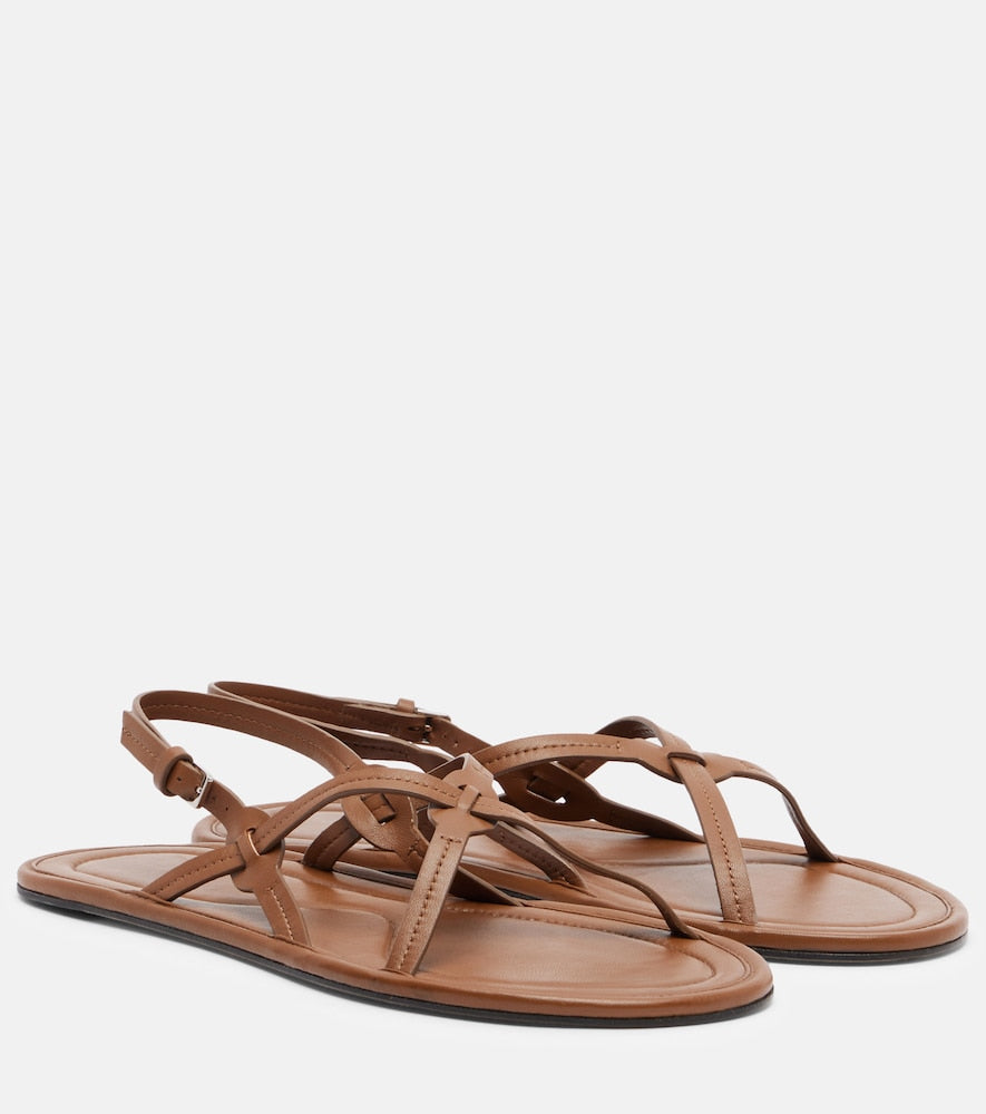 The Row Malick Strap leather sandals - Brown Flat Sandals