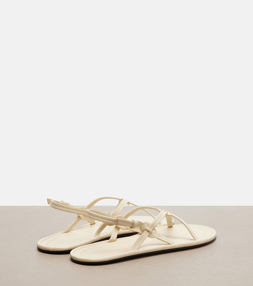The Row Malick Strap leather sandals - White Flat Sandals