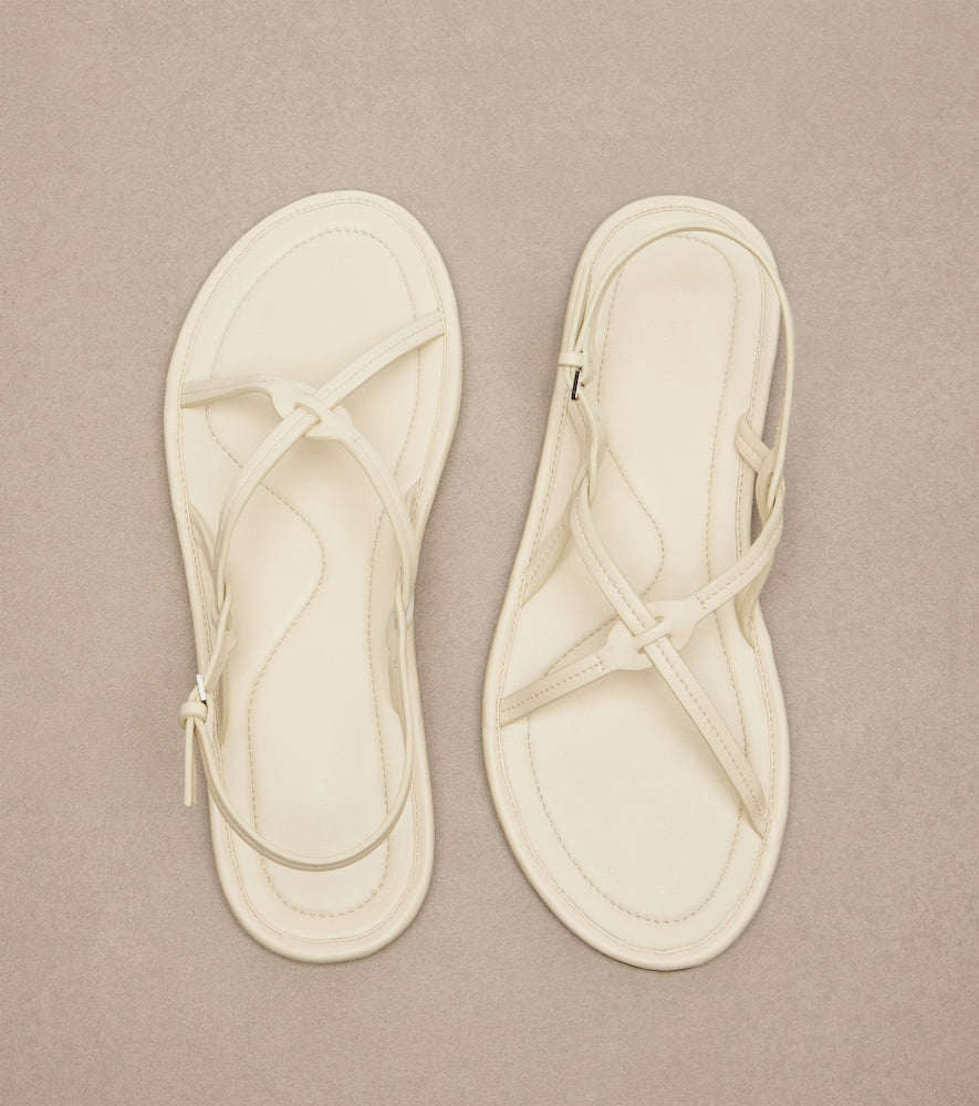 The Row Malick Strap leather sandals - White Flat Sandals