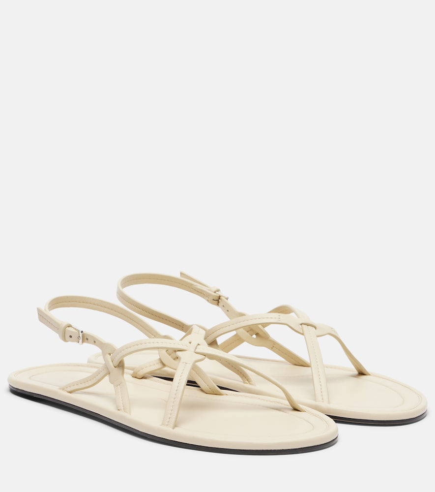 The Row Malick Strap leather sandals - White Flat Sandals