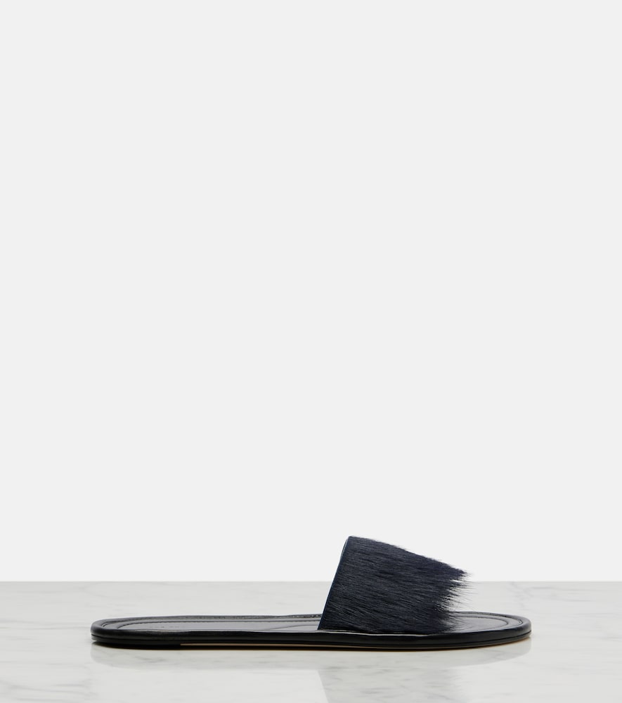 The Row Malick calf hair slides in Blue - Slides