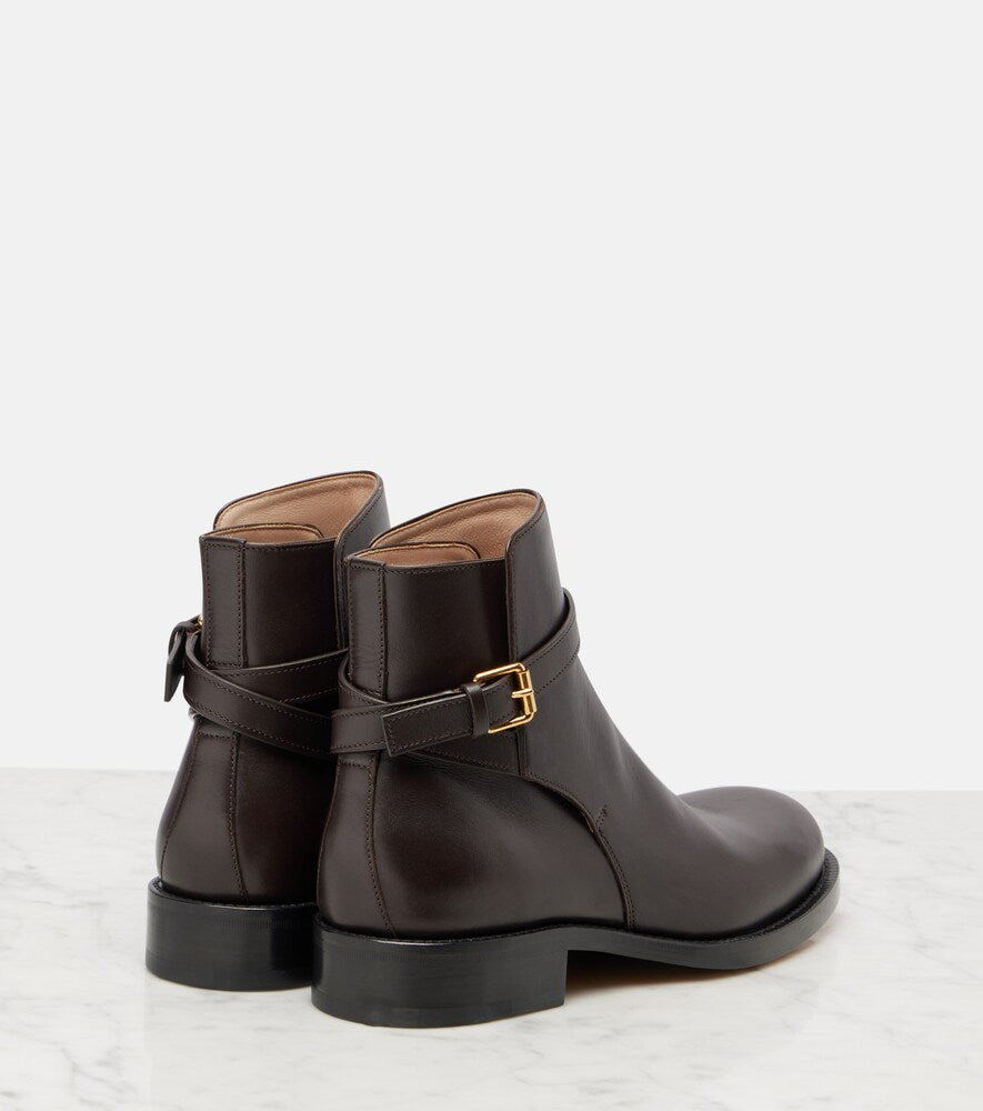 The Row Nobilis leather ankle boots (Brown) - Flat Boots