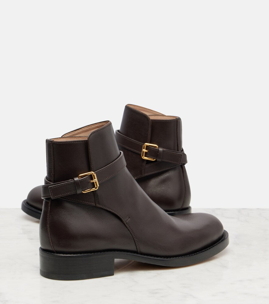 The Row Nobilis leather ankle boots (Brown) - Flat Boots