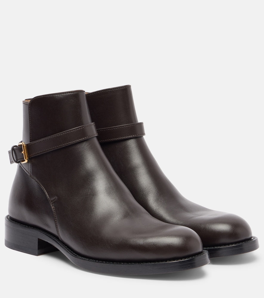 The Row Nobilis leather ankle boots (Brown) - Flat Boots