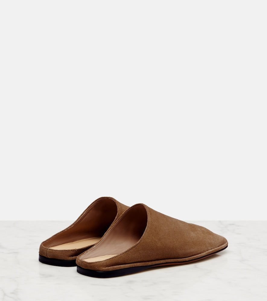 Beige The Row Piper suede slides - Mules
