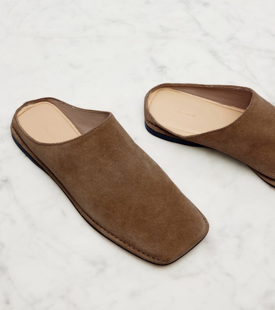 Beige The Row Piper suede slides - Mules