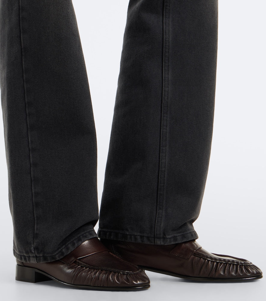 Brown The Row Soft ruched leather loafers - Loafers