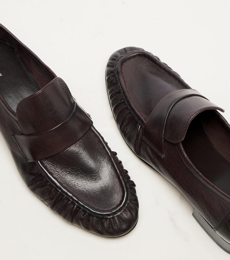 Brown The Row Soft ruched leather loafers - Loafers