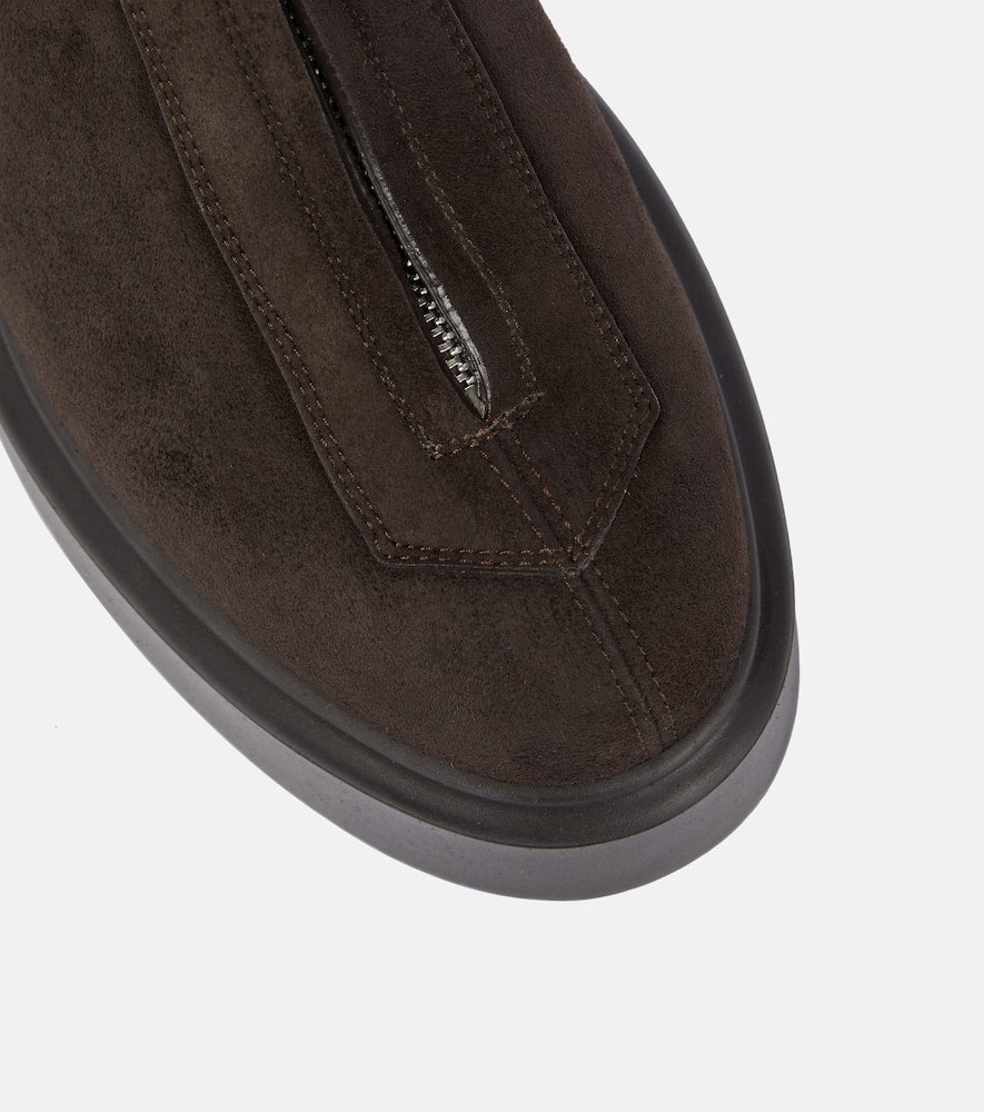 The Row Zipped Boot 1 suede ankle boots