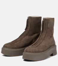 The Row Zipped Boot 1 suede boots