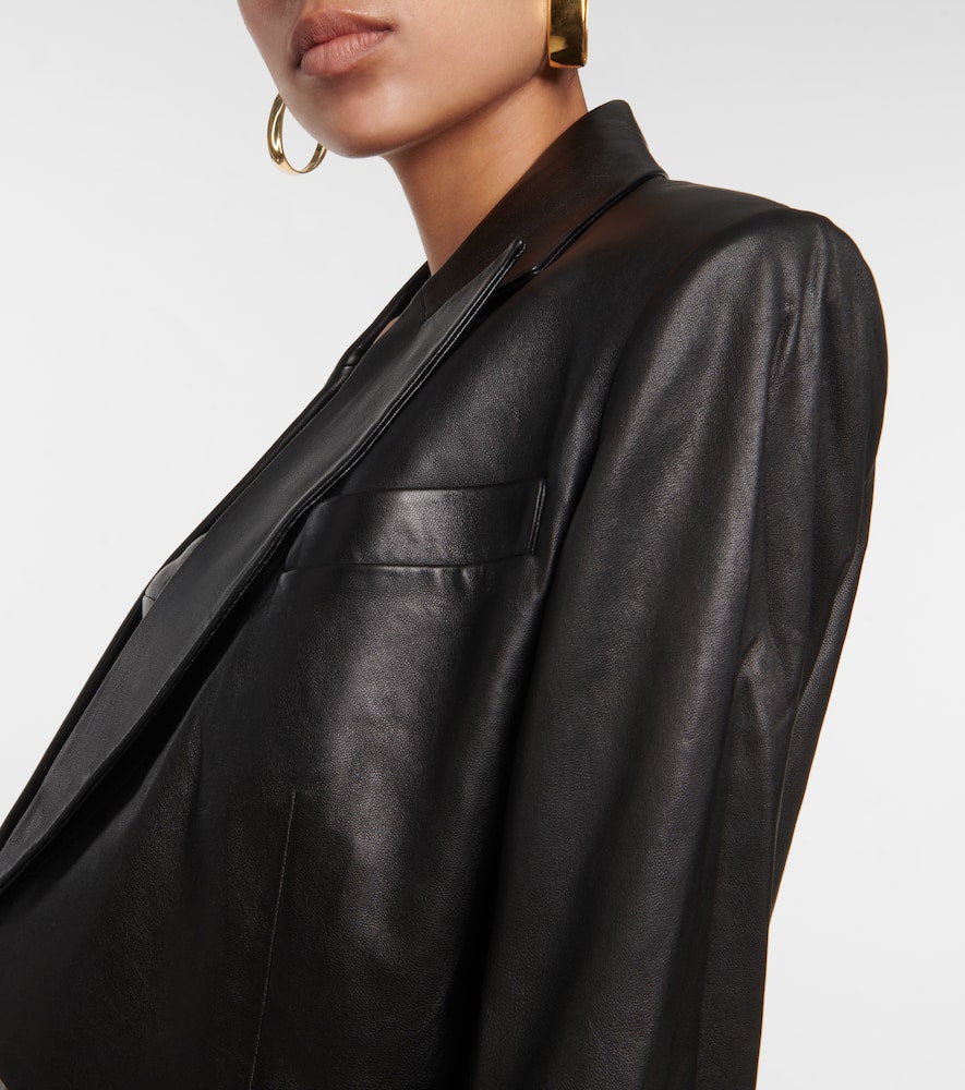 The Sei Cropped leather blazer