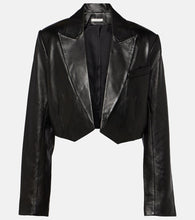 The Sei Cropped leather blazer