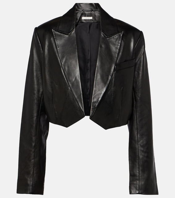 The Sei Cropped leather blazer