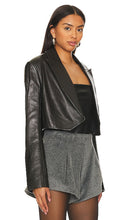 The Sei Leather Crop Blazer in Black
