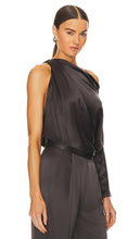 The Sei One Sleeve Drape Top in Black