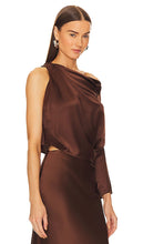 The Sei One Sleeve Drape Top in Chocolate