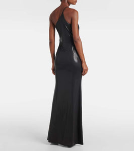 The Sei One-shoulder metallic jersey gown