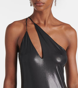The Sei One-shoulder metallic jersey gown