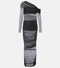 The Sei One-shoulder ruched mesh midi dress