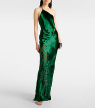 The Sei One-shoulder satin and velvet gown
