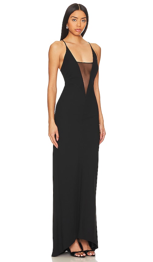 The Sei Plunge Gown With Mesh in Black