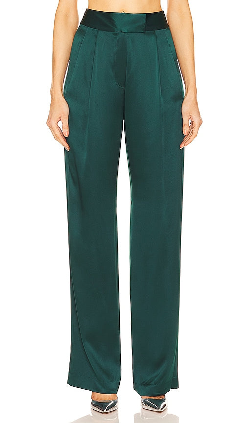 The Sei Wide Leg Trouser in Dark Green - Pantalon large The Sei en vert foncé - Sei 深绿色阔腿裤 - Die Sei-Hose mit weitem Bein in Dunkelgrün - THE SEI 와이드 레그 팬츠 - I pantaloni Sei a gamba larga in verde scuro