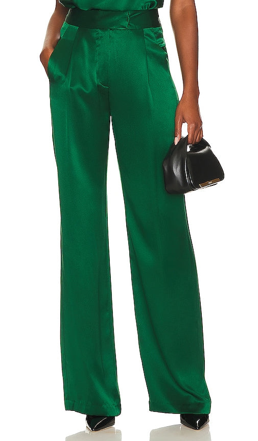 The Sei Wide Leg Trouser in Dark Green - Pantalon large The Sei en vert foncé - Sei 深绿色阔腿裤 - Die Sei-Hose mit weitem Bein in Dunkelgrün - THE SEI 와이드 레그 팬츠 - I pantaloni Sei a gamba larga in verde scuro