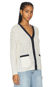 Theory Cable Cardigan in Navy