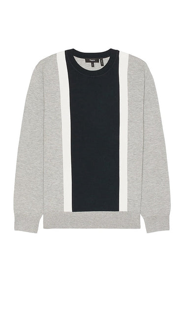 Theory Intarsia Crew Sweater in Grey - Theory - Pull ras du cou en intarsia gris - Theory 灰色嵌花圆领毛衣 - Theory Intarsien-Pullover mit Rundhalsausschnitt in Grau - Theory 인타르시아 크루 스웨터그레이 색상 - Maglione girocollo con intarsio Theory in grigio
